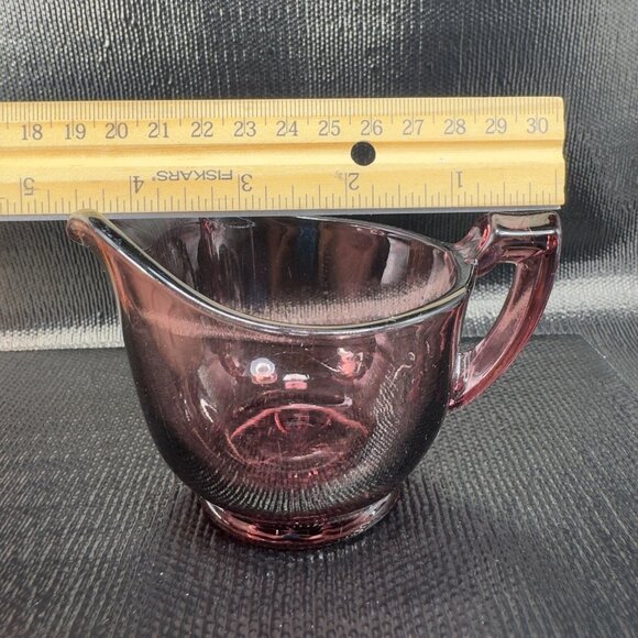 Vintage Depression Glass Sugar And Creamer Set 2 Glassware Amethyst Purple VTG - Picture 2 of 9